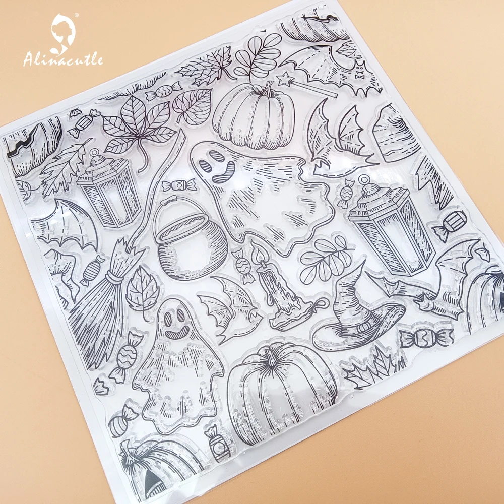 Alinacutle CLEAR STAMPS Happy Halloween Background Scrapbooking Card Album Paper Craft Rubber Transparent Silicon Clear Stamp