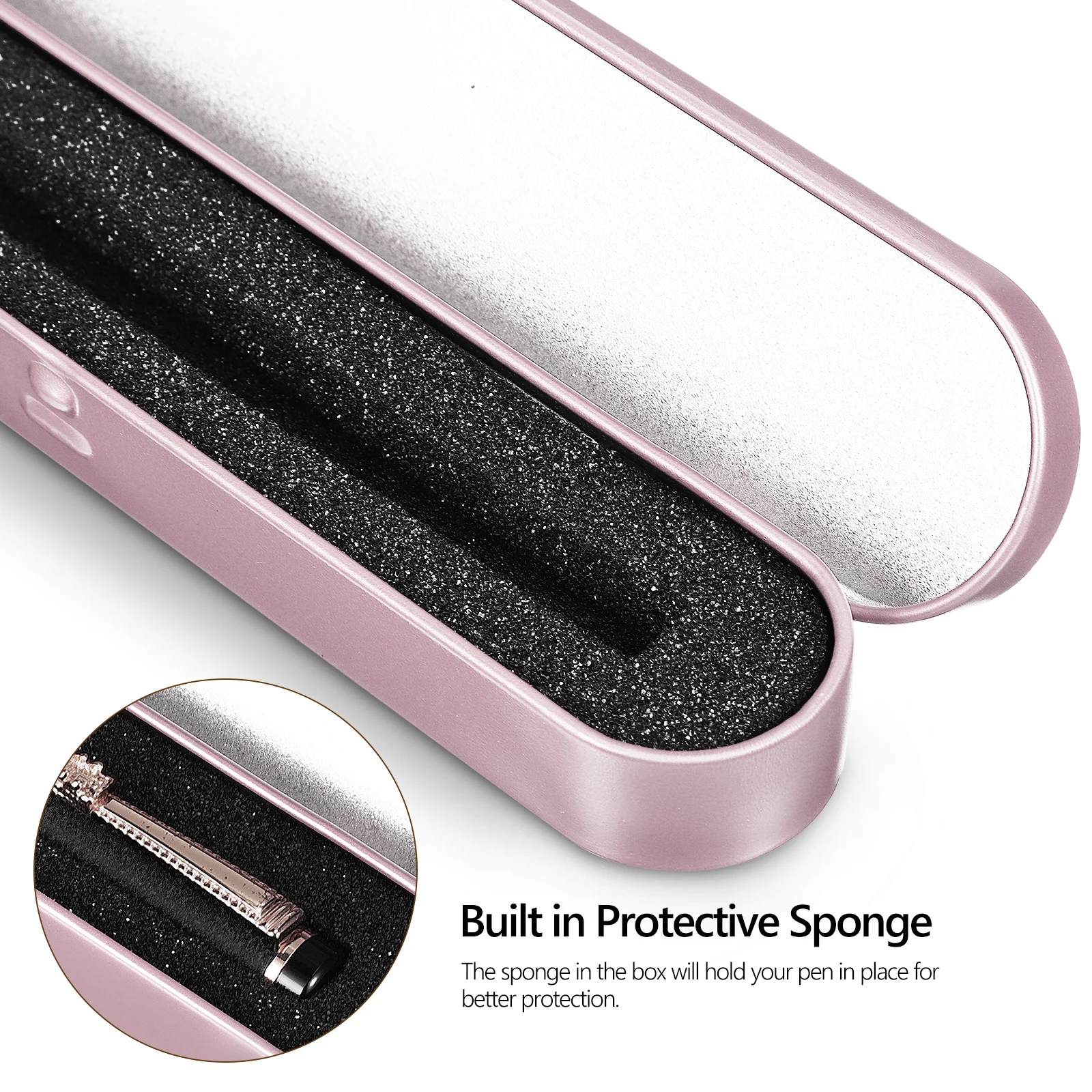 

4pcs Metal Pen Case Gold Pencil Box Sturdy Lined Holder For Pens Jewelry Storage Gift Ballpoint Pen Case Hard Sponge Protection