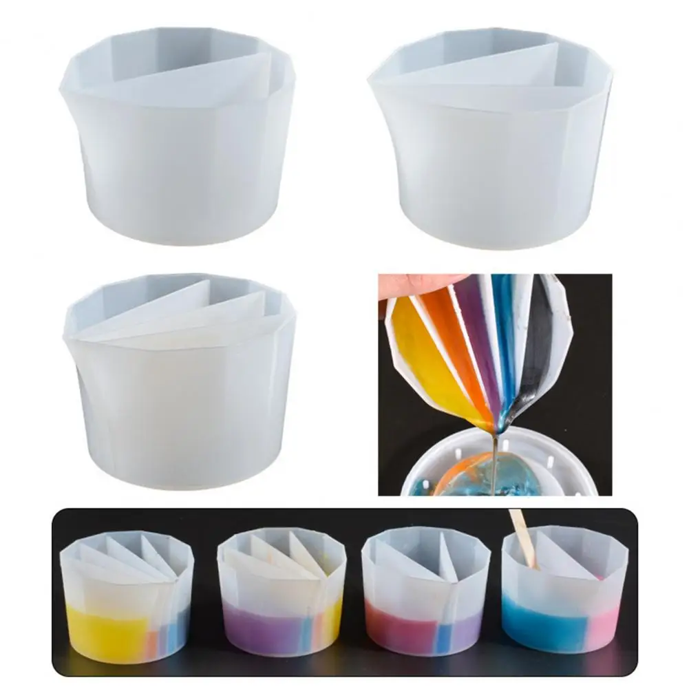 

4Pcs Silicone Pour Split Cup Mold Fluid Art Resin Craft Mixing Cups Multi-compartment Silicone Pour Split Cups for Colors Craft