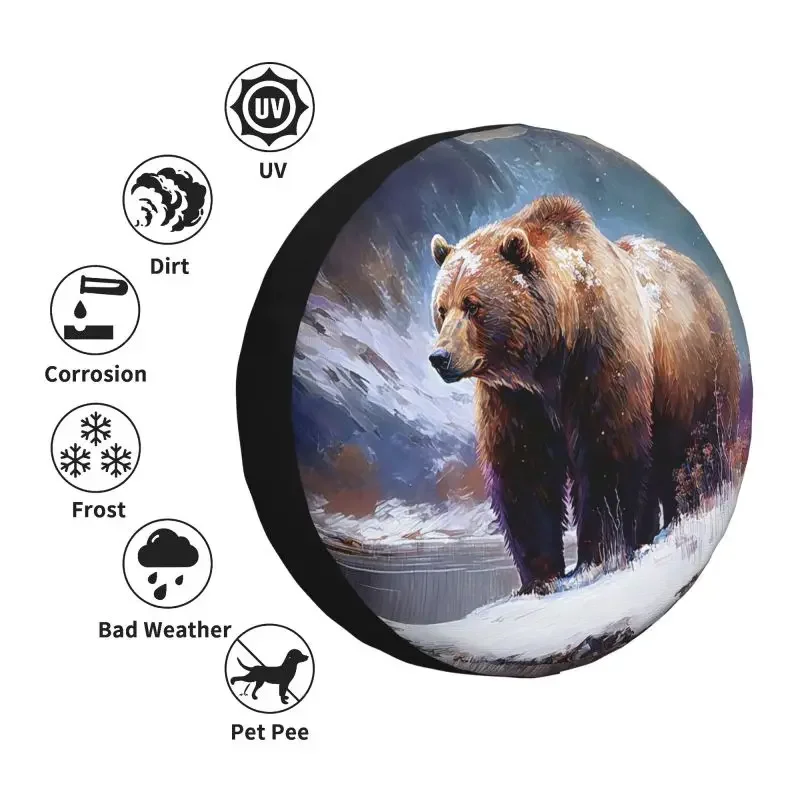 Cubierta de neumático de oso Grizzly marrón personalizada, Protector de rueda de repuesto 4WD 4x4 RV para Toyota Land Cruiser Prado 14 "15" 16 "17" pulgadas