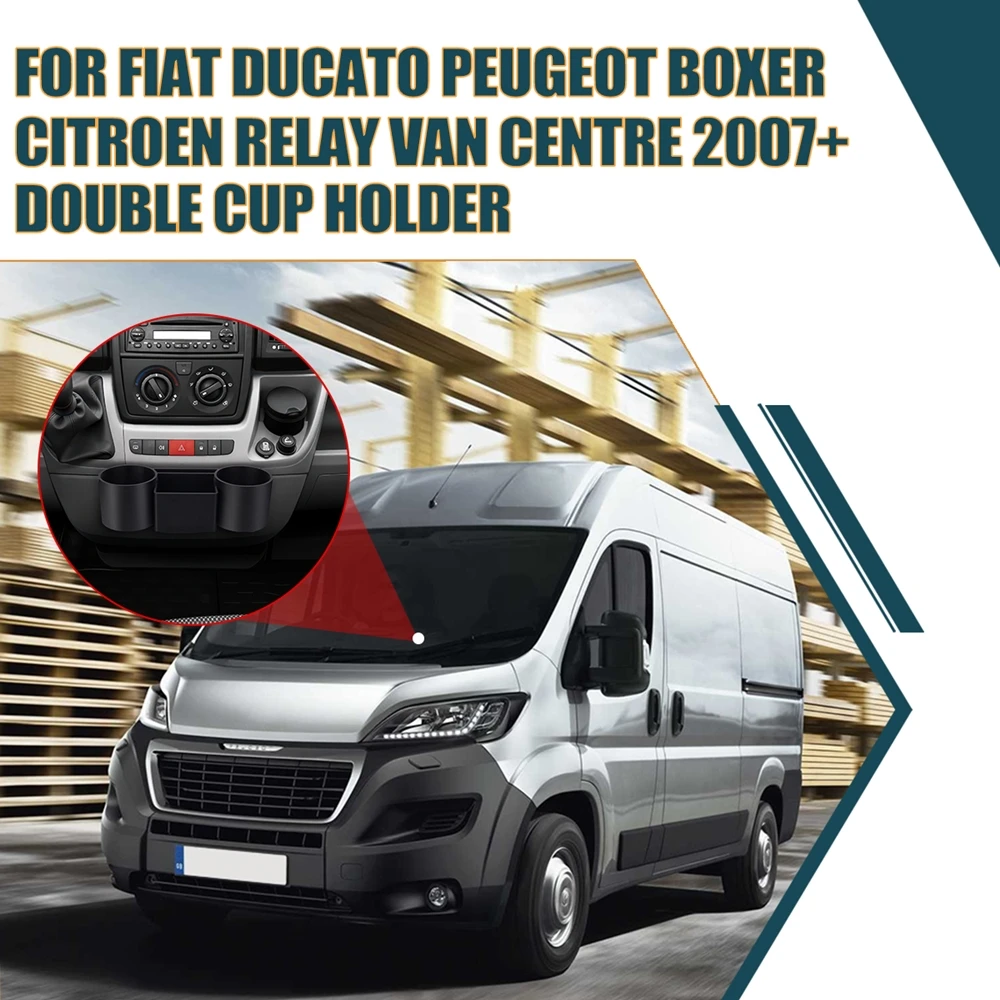 Konsol tengah pemegang cangkir ganda untuk Fiat Ducato Peugeot Boxer Citroen Relay Van Centre 2007 + 3D pencetakan penyimpanan ponsel