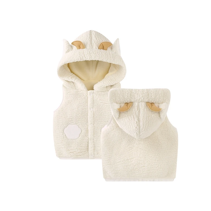 Baby Boys Girls Vest Faux Sherpa Fleece Cartoon Animal Shaped Hooded Waistcoat Fall Winter Sleeveless Coat