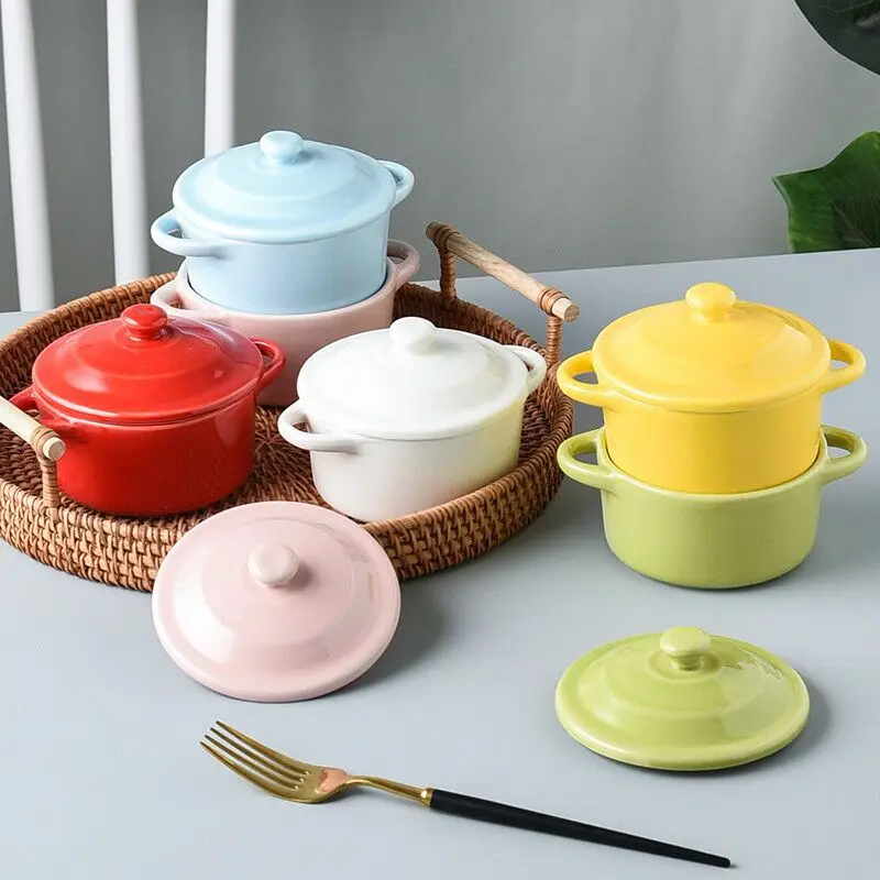 

Ceramic dessert bowl with lid, steamed egg bowl, household baby complementary food bowl, restaurant soup bowl