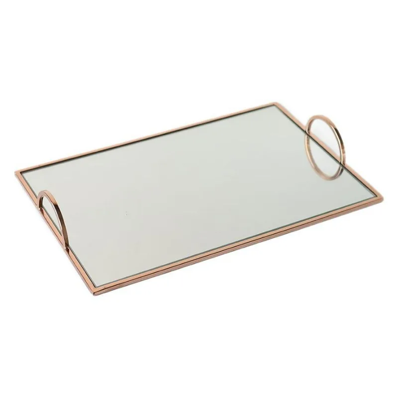 

American light luxury home furnishing hotel living room coffee table storage beauty center cosmetic display gold mirror tray