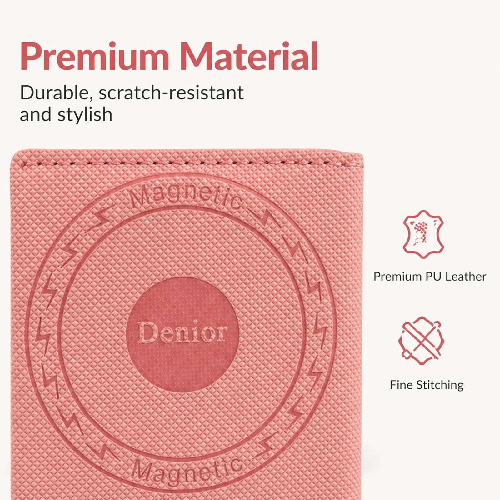 Denior RFID-blockierender Magnetkartenhalter, Premium PU-Leder Slim Wallet für MagSafe-Telefone – Detail 4