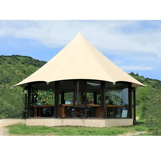 Waterproof mongolian cotton canvas bell tent large family camp Indian tent for camping luxury yurt tent