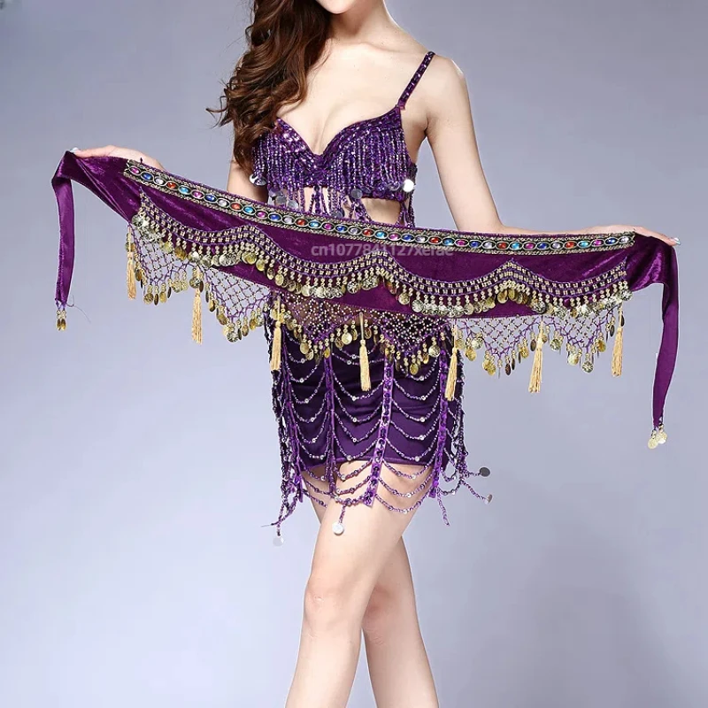 Костюм для танца живота, поясная цепочка, подвесная кисточка для монет в форме башни, поясная цепочка, набедренный шарф, танцевальный костюм, тренировочный индийский танец