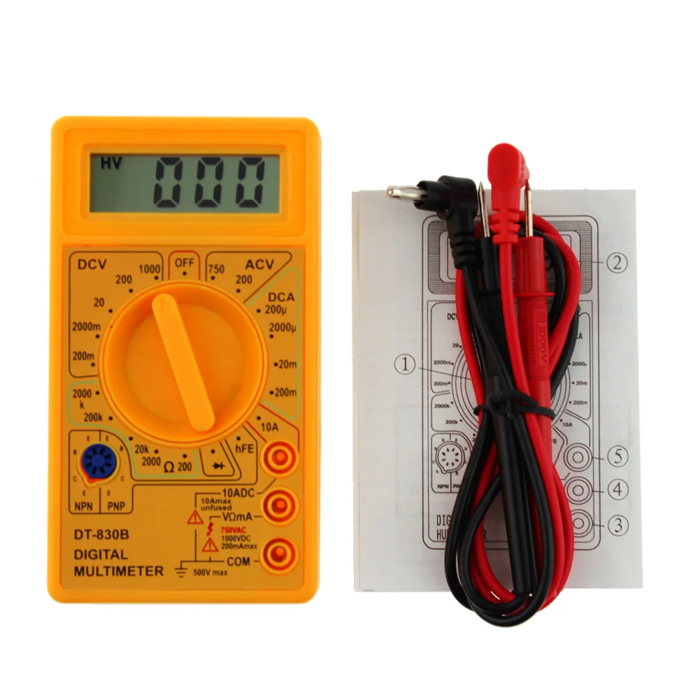 DT-830B Capacitance Meter LCD Display Portable Capacitor Tester AC/DC 750/1000V High-precision for Electrician Supplies