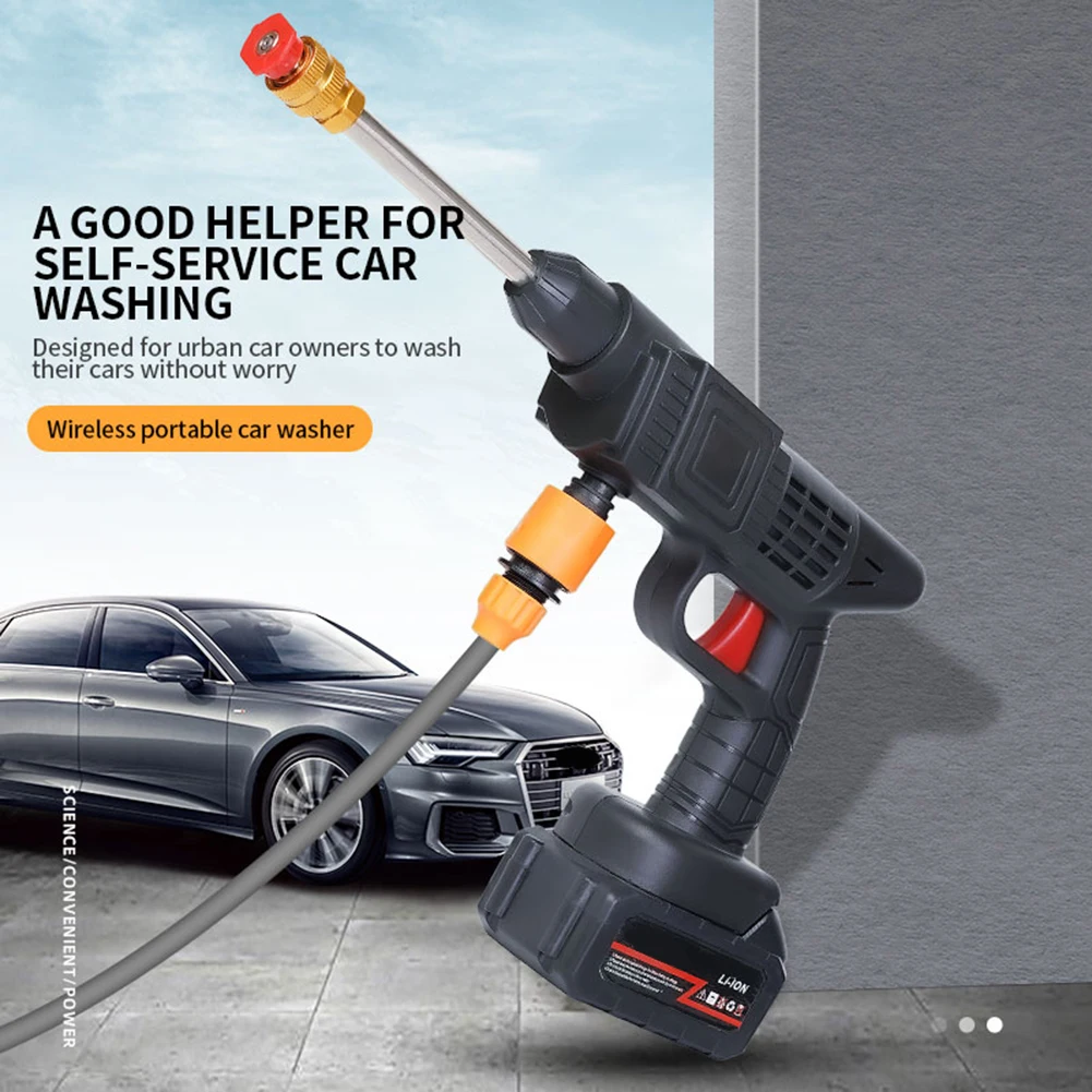Cordless High Pressure Cleaner Washer with Battery and Nozzle 26BAR Portable  Power Cleaner 24VH for Patio Fence Watering Plants - AliExpress 15