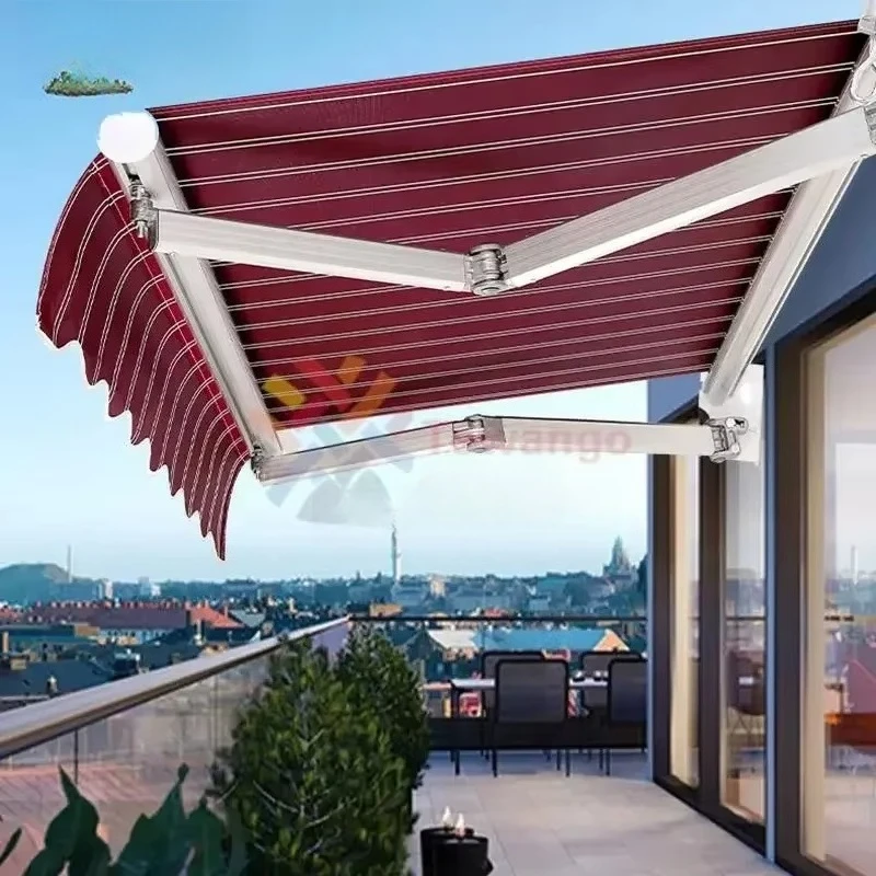 Burgundy white Strips Awning Replacement Fabric Toldo Tewango Canopy Gazebo Outdoor Garden Sun Shade Shelter 300gsm Store Banner