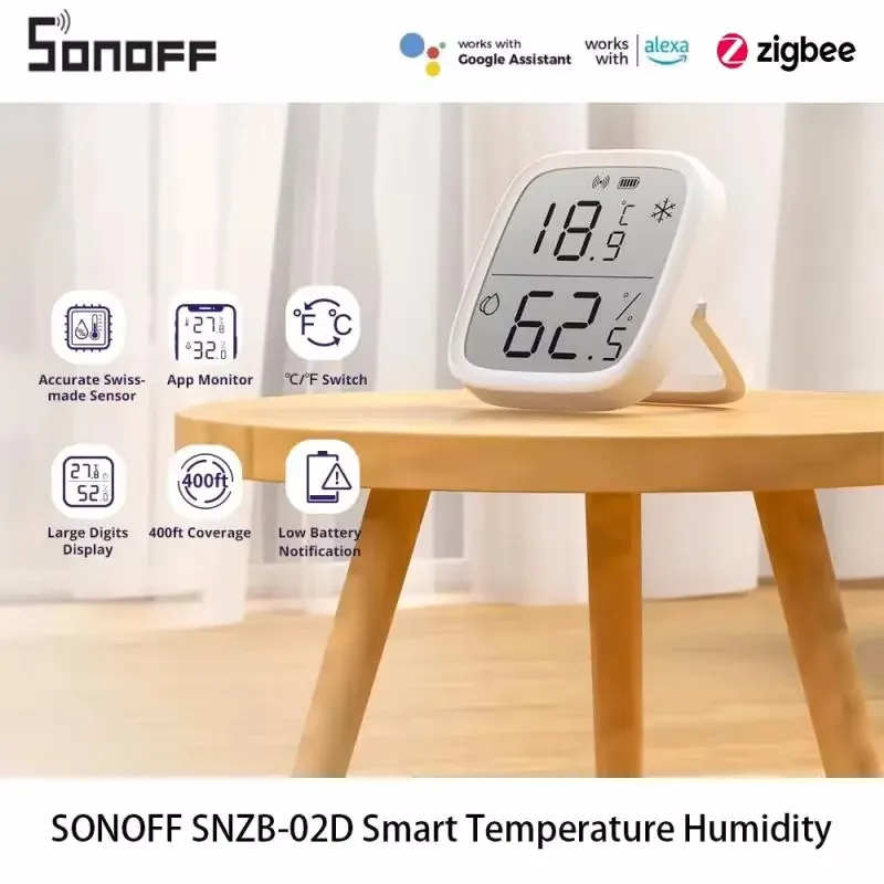 SONOFF SNZB-02D Zigbee умный датчик температуры и влажности ЖК-экран удаленный мониторинг в реальном времени Ewelink Alexa Google Home