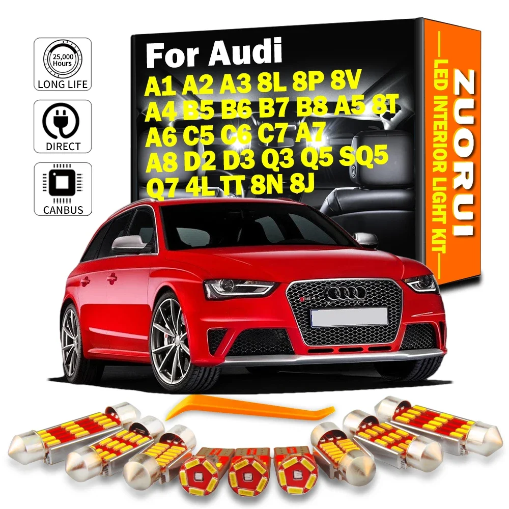 

For Audi A1 A2 A3 8L 8P 8V A4 B5 B6 B7 B8 A5 8T A6 C5 C6 C7 A7 A8 D2 D3 Q3 Q5 SQ5 Q7 4L TT 8N 8J Car Bulb Interior LED Light Kit