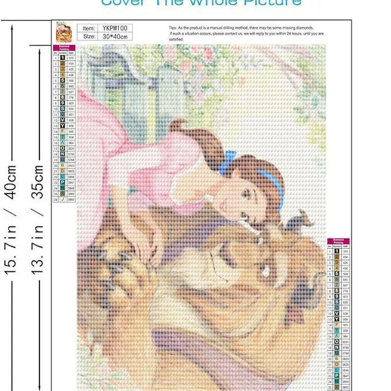 1PC Disney's Beauty and the Beast Belle & Beast 5D Full Drill Diamond Painting Kit, Romantic Fairytale Cartoon Character Gem Art - Image 2