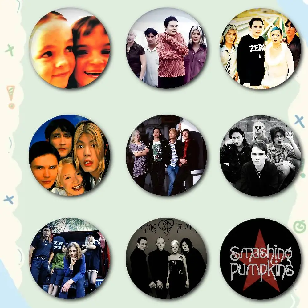The S-Smashing P-Pumpkins Band Premium Tinplate Round Lapel Pins: Cute Badge Brooches For Shoulder Bag Accessories, Souvenir