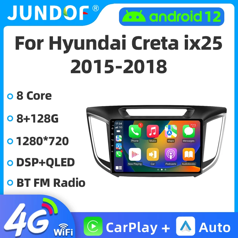 

Carplay Android 12 Car Stereo Radio Multimidia Video Player For Hyundai Creta ix25 2016-2018 2din Navigation GPS Head Unit