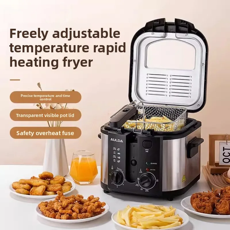 Electric deep fryer, a dual-purpose fryer for home and commercial use, for frying chicken, French fries, and fried dough sticks