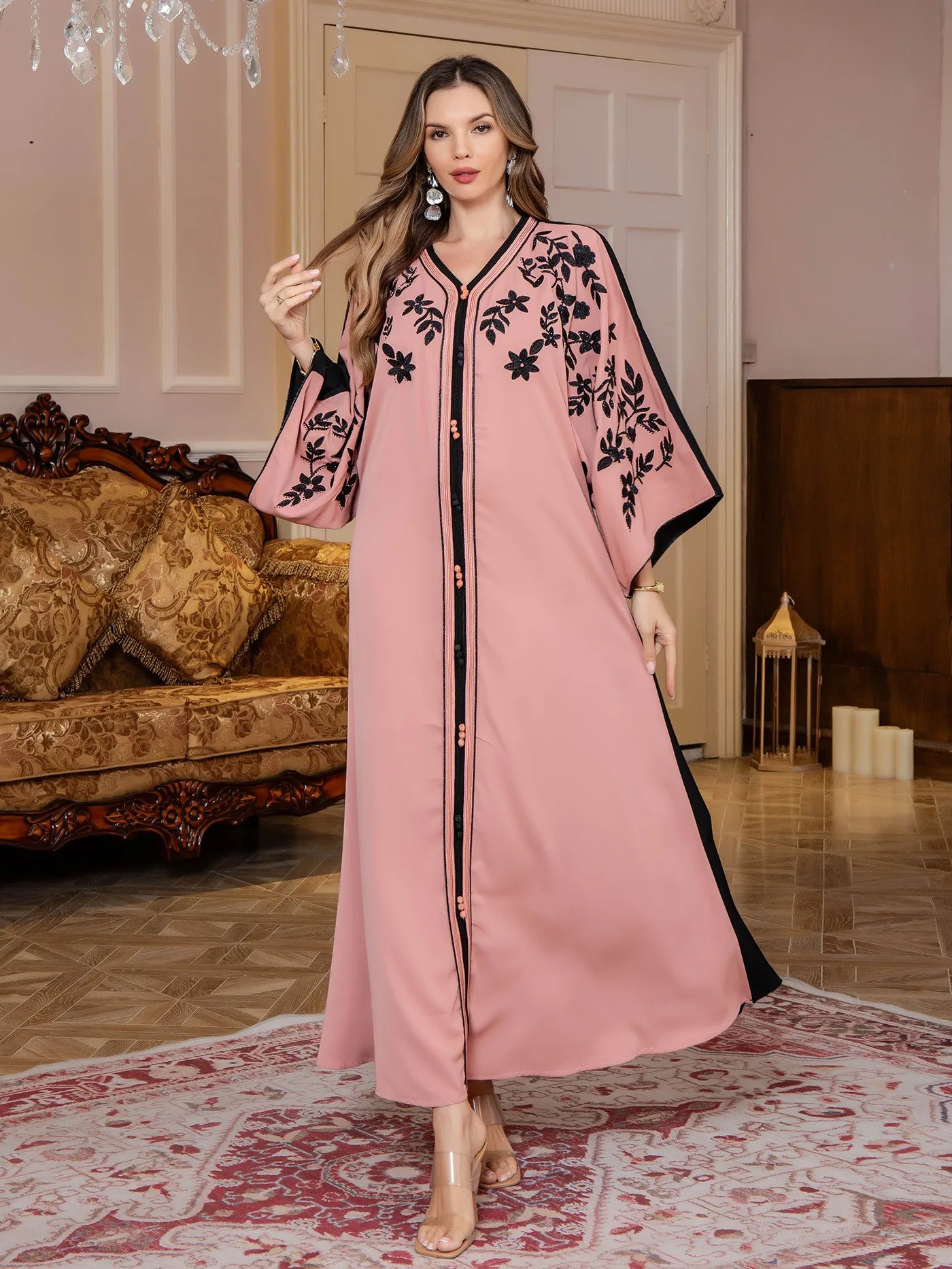 

A-Line Dress Ethnic Style Travel Casual Rope Embroidery Large Size Women's Dress Three-acetate Fiber Long Sleeve