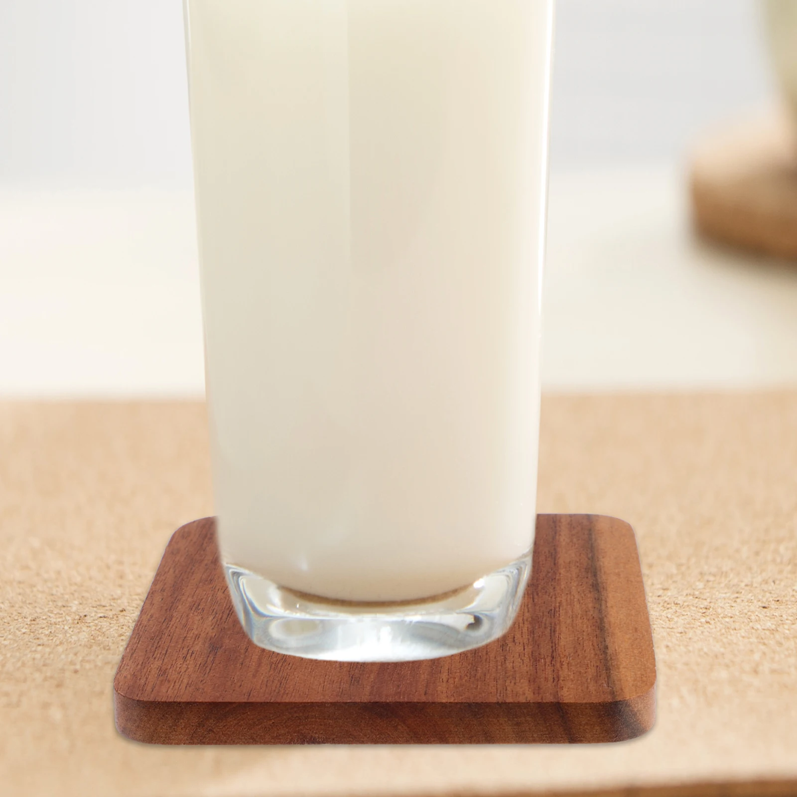 

4Pcs Wooden Coasters Simple Stylish Heat Insulation Non Slip Cup Pads Home Office Use Square Wood Coaster Coasters Bulk