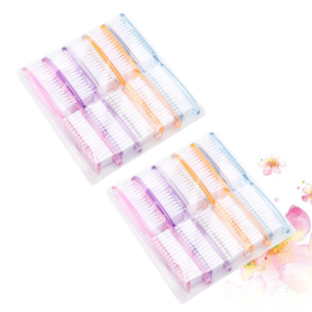 Ensemble de brosses de nettoyage des ongles, 20 pièces, solides, robustes, pas faciles à plier, manche Long pour Nail Art, Kit d'outils de traitement de manucure et de pédicure