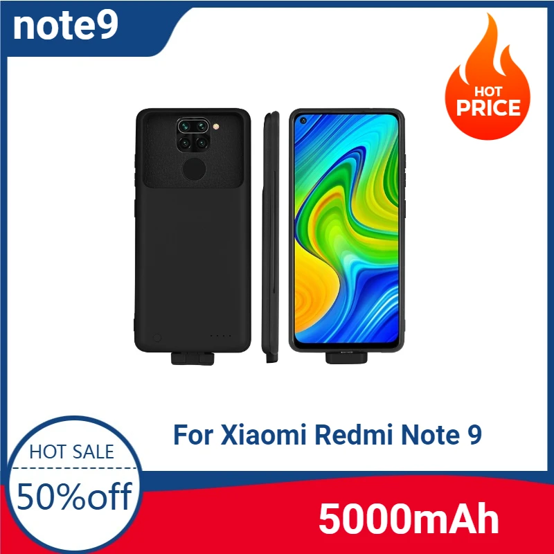 

New Powerbank Case For Xiaomi Redmi Note 9 4G Backup Battery Cases 5000mAh External Battery Power Bank Portable Charging Cover