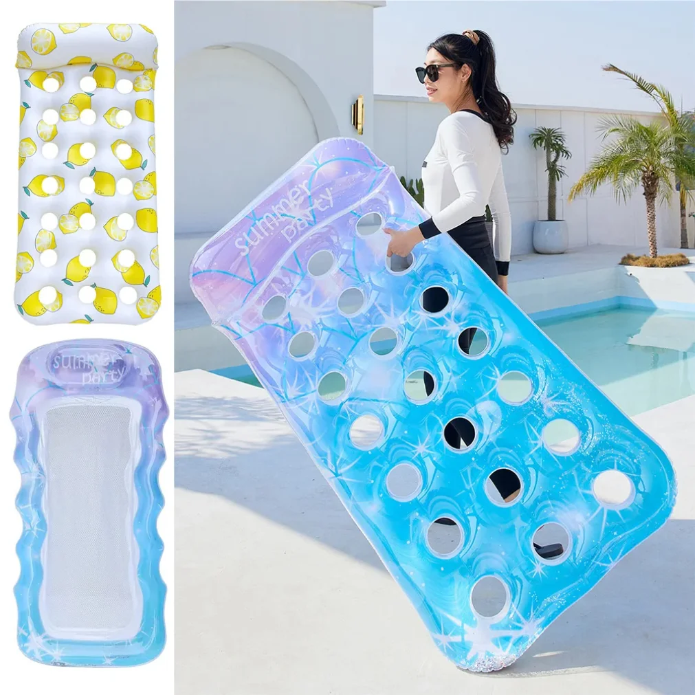 Inflatable Floats Bed Swim Ring Tube Water Leisure Bed Swim Air Mattresses Swim Pool Sleeping Bed Beach Lounger Chair
