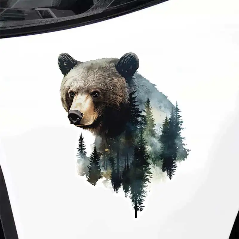 Bear Wild Animal Car Stickers Vinyl Detachable Waterproof Outdoor Car Bumper Window Notebook Computer Decoration Auto Parts Y359