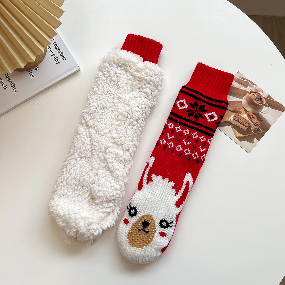 10-paar sokkenset cartoon dieren patroon sokken vrouw dikke halfhoge sokken dubbellaagse pluche damessokken winterkousen