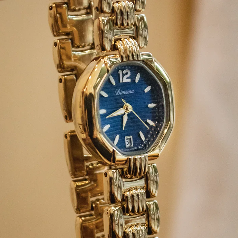 

High-End Selected WatchesOctagonal Stainless Steel Vintage Strap Calendar Watch For Women, Antique StyleBirthday Gift For Ladies