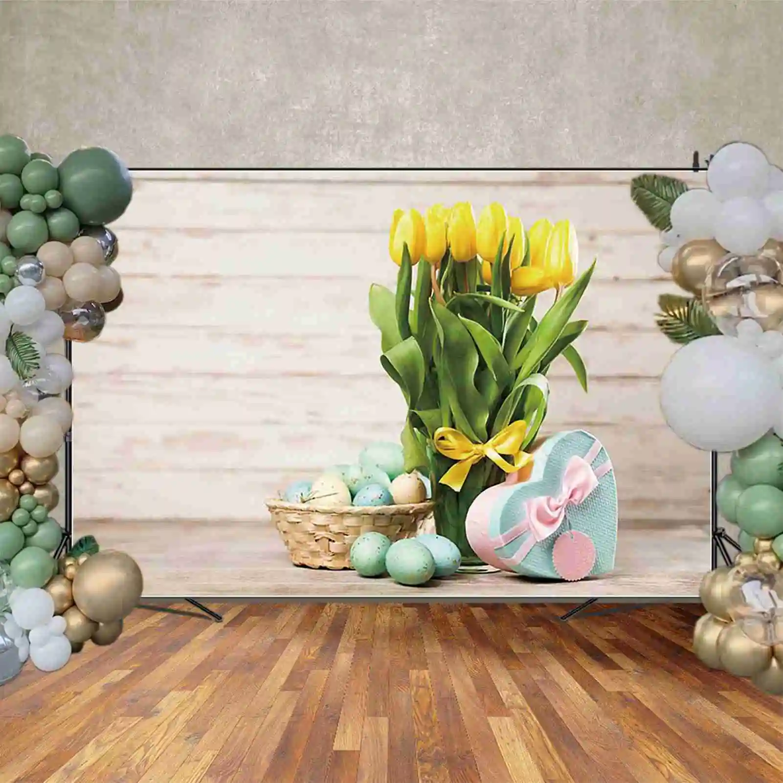 ดวงจันทร์. QG ป่าฤดูใบไม้ผลิอีสเตอร์พื้นหลังการถ่ายภาพสวนป่า Photozone ฉากหลังเด็ก Photo Studio Photocall Props