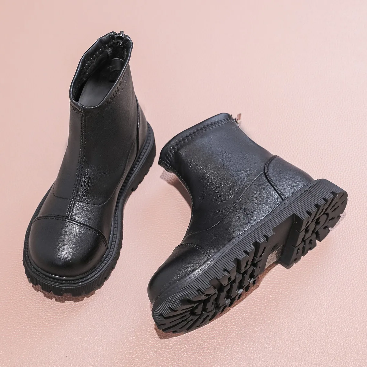 أطفال الأحذية الجلدية للفتيات 2025 جديد الخريف الشتاء الاطفال حذاء من الجلد لينة وحيد جولة تو بسيط طفل مدرسة عيد الميلاد أحذية الحفلات