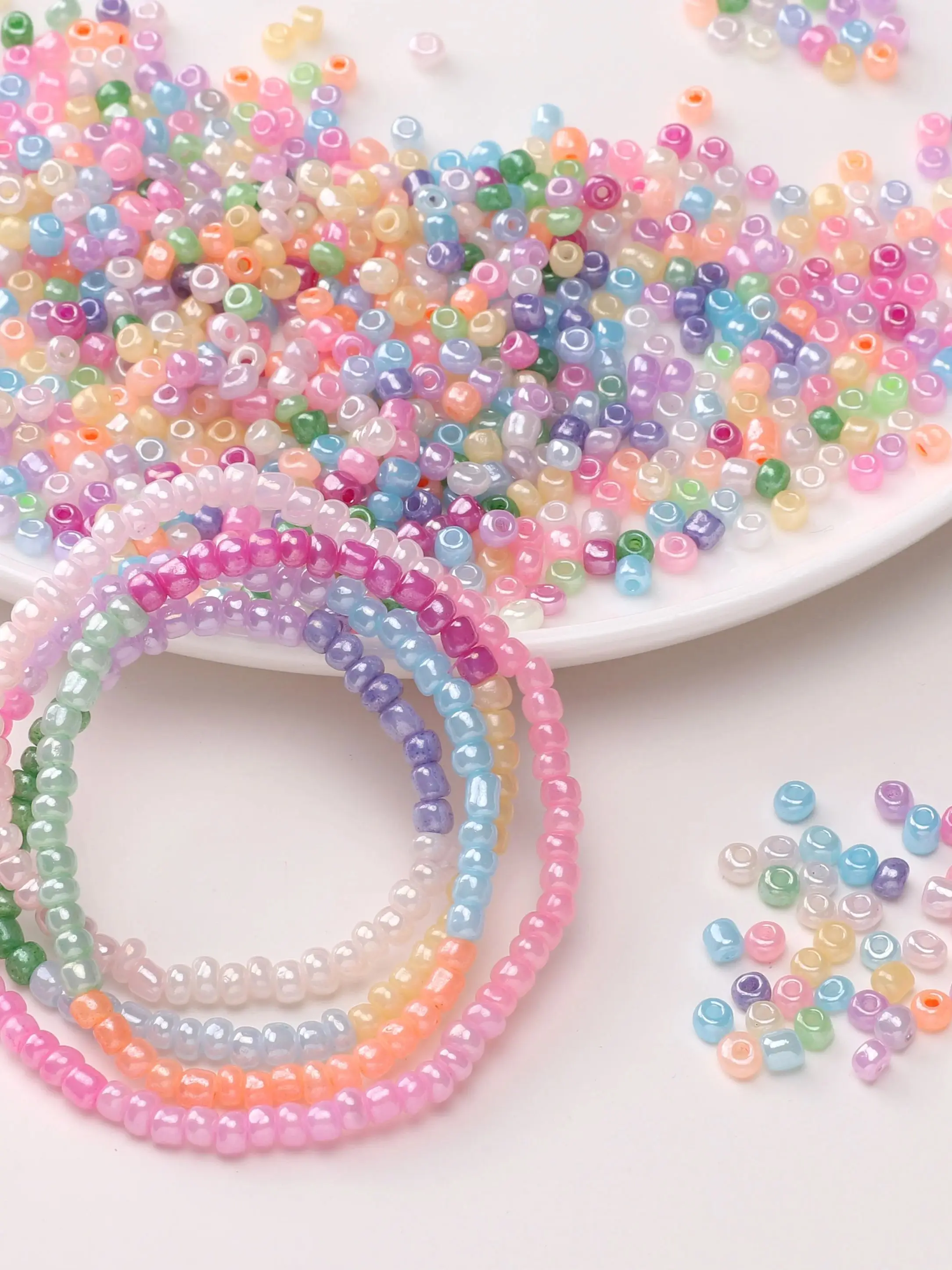 Perles rondes en verre de couleur crème de 4mm, 180 pièces, perles d'espacement amples pour la fabrication de bijoux, Bracelets à faire soi-même, breloques, accessoires de chaîne de téléphone