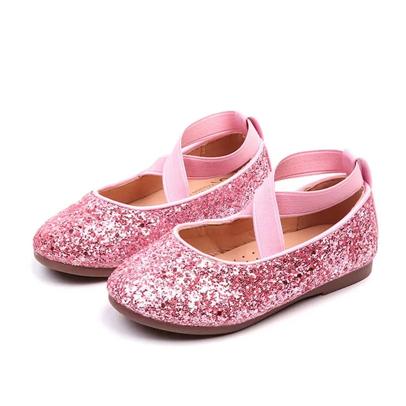 

Ballet Flats Baby Dance Party Girls Glitter Children Gold Bling Princess 3-12 Years Kids Shoes