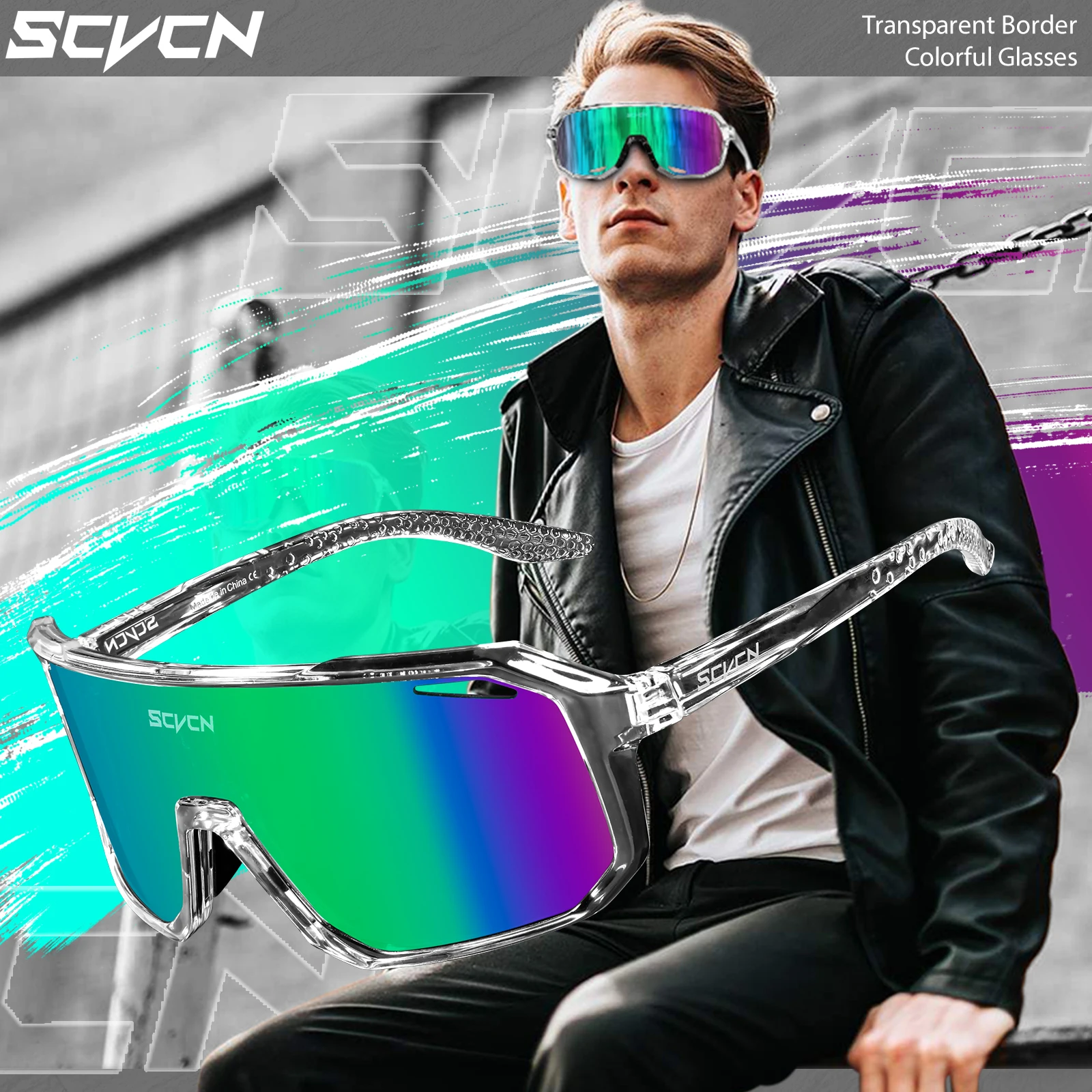 Scvcn - Fotochromowe okulary rowerowe dla mężczyzn Okulary rowerowe Rower górski Gogle rowerowe UV400 MTB Okulary przeciwsłoneczne szosowe Kobiety