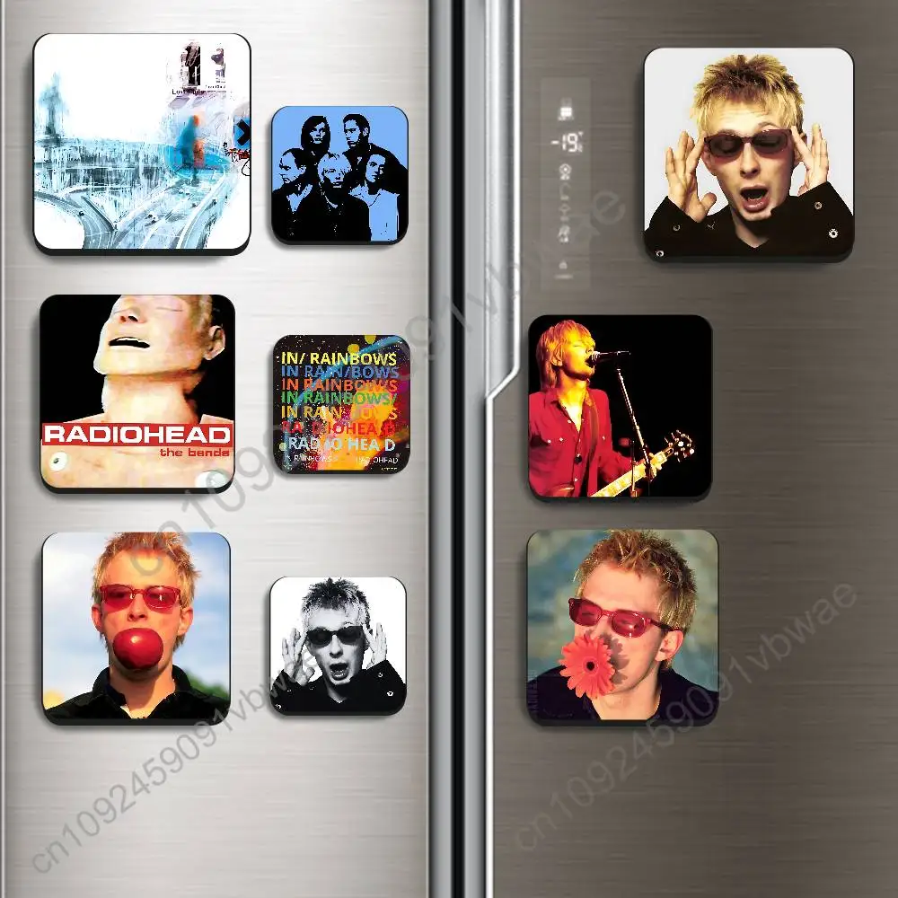 OK Computer Thom Yorke Radiohead Black Square Plastic Fridge Magnet, for Magnetic Sticker No Trace Left, Durable