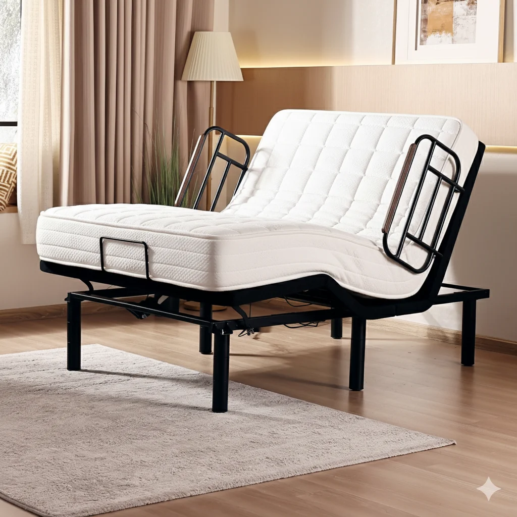Electric Adjustable Bed Frame Nursing Home Rehab Center Elderly Disabled Assistive Lift Safety Rail Quiet Motor Electric Bed