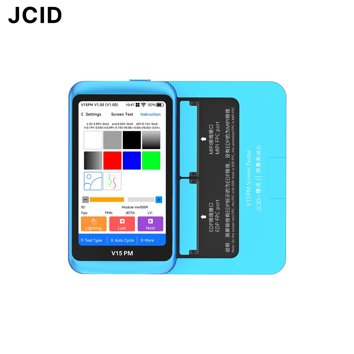 Profesjonalny tester ekranu JCID V15/V15PM dla iPhone'a z systemem Android obsługuje kolorowy obraz dotykowy Testy współczynnika odświeżania 1 rok gwarancji