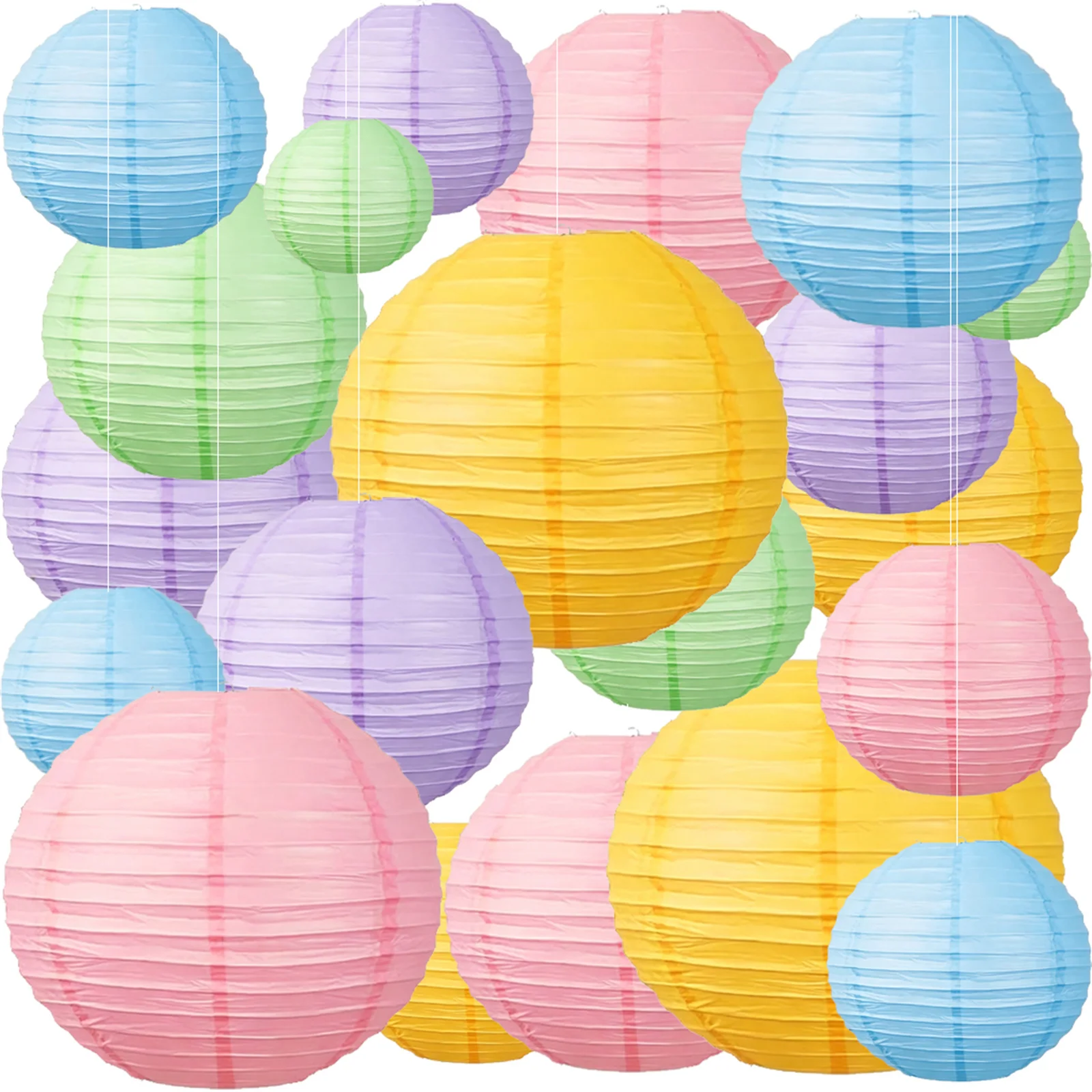 

20 Pack Pastel Paper Lanterns Rainbow Multicolor Hanging Decor Baby Shower Birthday Wedding Bridal Shower Party 6" 8" 10"