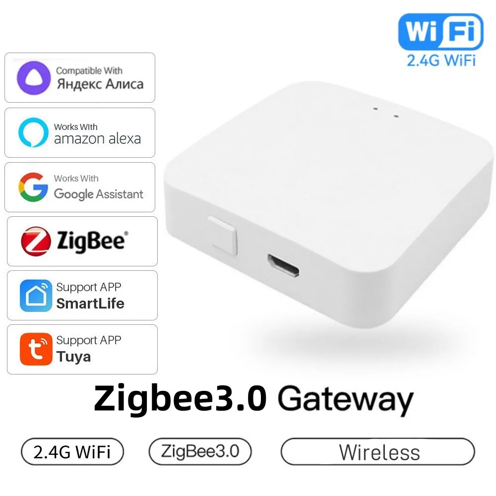 

Tuya Zigbee 3.0 Gateway Hub Smart Home Wireless Bridge Smart Life APP Remote Control Automation Device Works with Alexa Google