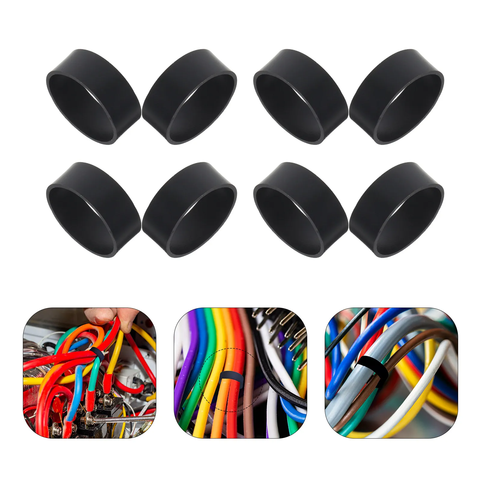 200Pcs Silicone Rubber Cable Bands Elastic Cord Ties Data Cable Organizer Reusable Wire Management Cord Organizer Bands Home