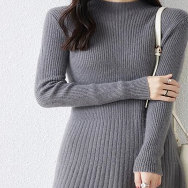 حار Kawaii فتاة الموضة مثير الخريف والشتاء فستان طويل محبوك فستان طالب الكرتون ملابس النساء عادية فستان بأكمام طويلة #4