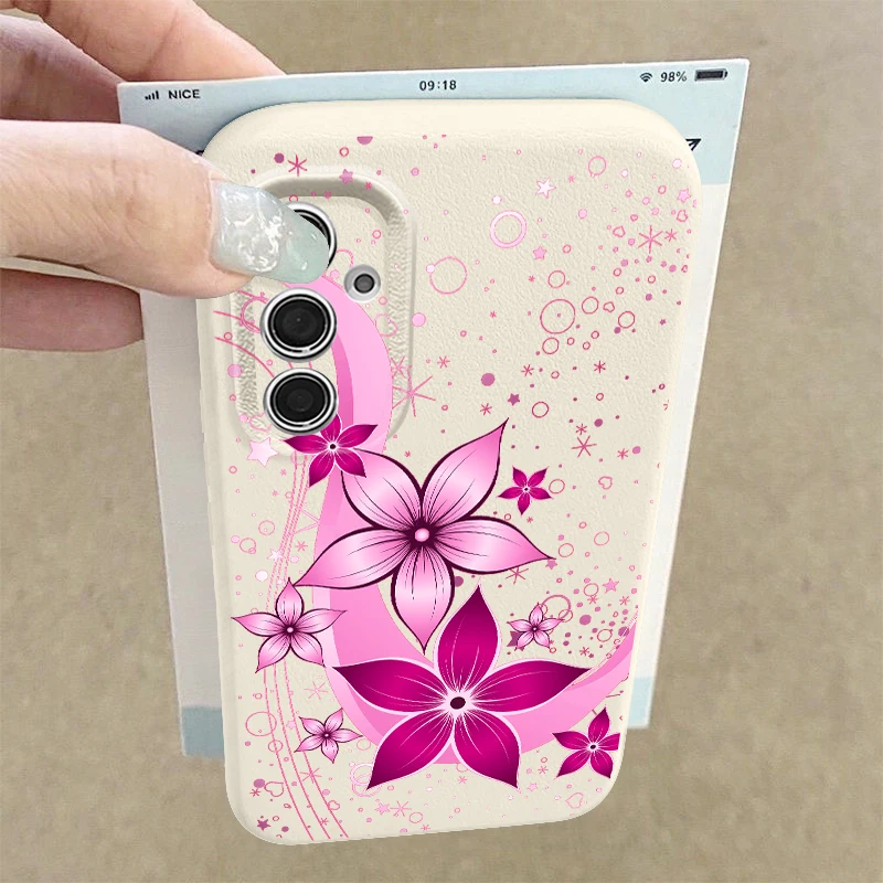 Pink Cartoon Floral Case For Samsung S26 S25 Ultra S24 FE S23 Plus S22 S21 A15 A16 A17 A35 A36 A37 A54 A55 A56 A57 5G Soft Cover