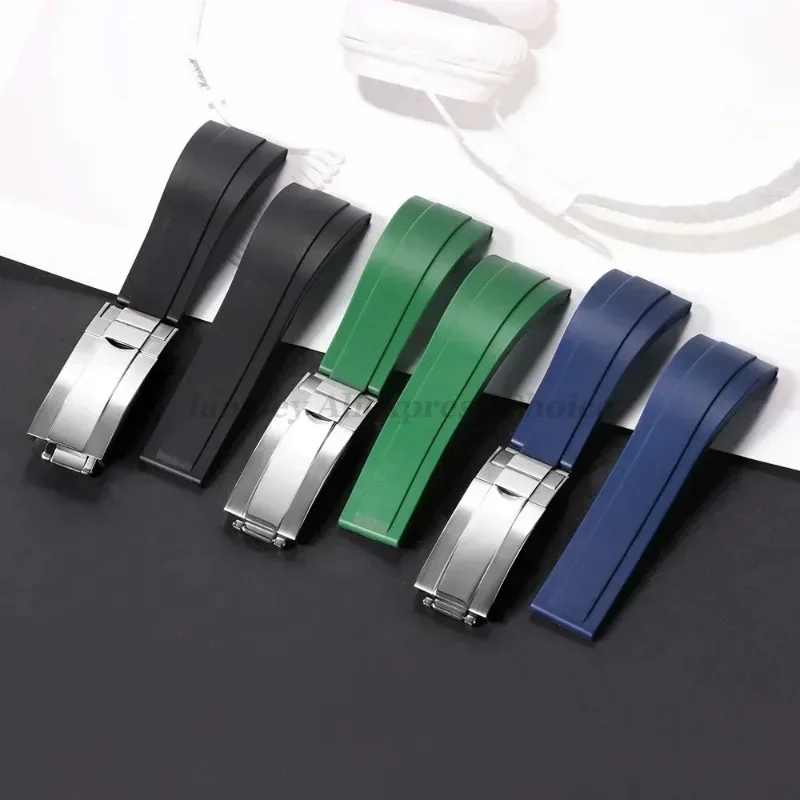 حزام ساعة مطاطي لساعة رولكس بتوقيت جرينتش دايتونا الغواصة غواص سيليكون حزام استبدال شبح الماء الأخضر 20 ملم حزام سوار