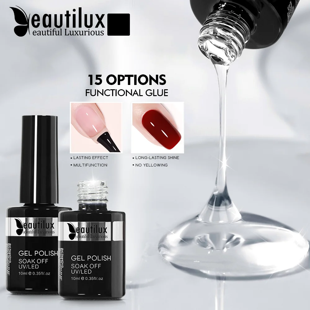 Beautilux Primer Rubber Base Top Coat Velvel Matte Top Coat Nail Art Degisn Clear Blossom Blooming Gel Foil Transfer Gel 10ml