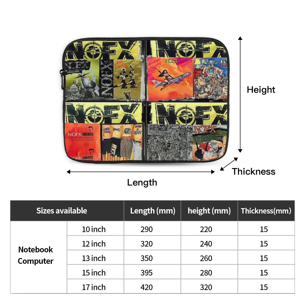 Nofx Band Final Tour Skull  Notebook Laptop Bag Case Pouch For Macbook Air Pro Tablet Shockproof Case Bag