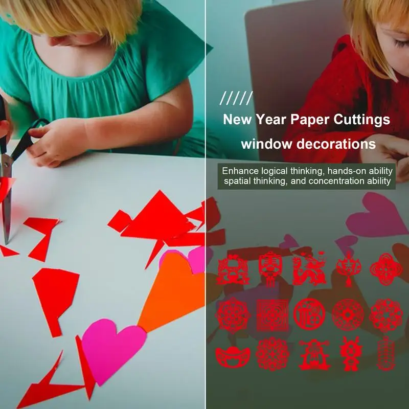 Chinese New Year Paper Cutting Kit Spring Festival Paper-Cut Kit Early Learning Chinese Paper Cutting Toy Festive Spring Decor