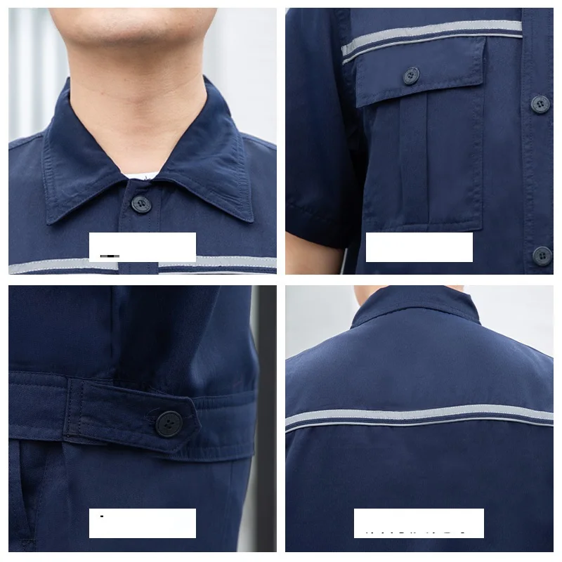 Abbigliamento da lavoro antistatico a maniche corte striscia riflettente officina elettrica officina uniforme utensili tute di protezione del lavoro 4XL