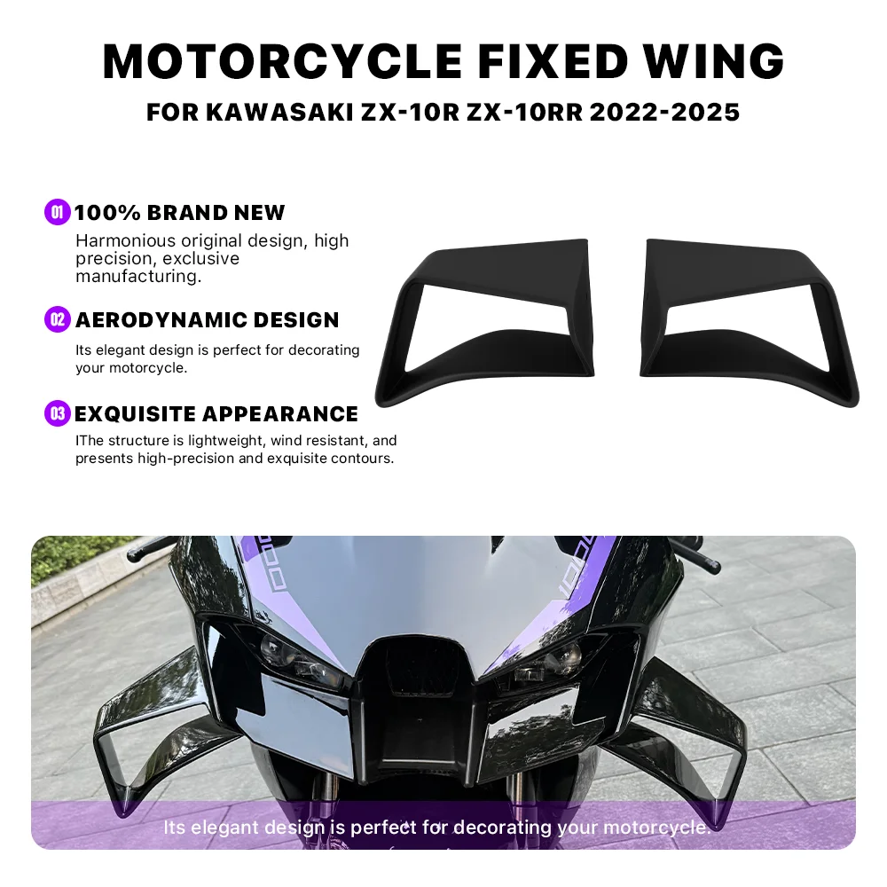 

For Kawasaki ZX-10R ZX-10RR 2022-2025 Motorcycle high-quality abs aerodynamic fixed wing spoiler windshield wing winglet aileron
