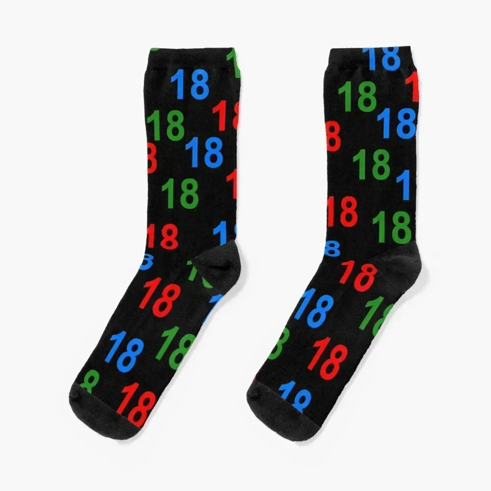 colorful number design 18, gift 18, birthday 18 Socks fashionable set Crossfit Stockings compression Girl'S Socks Men's