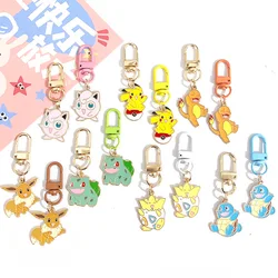 2pcs Pokemon Keychain Pikachu Cute Couple Earphone Backpack Pendant Car Metal Key Chain Ring Accessories Bag Charm Jewelry Gift