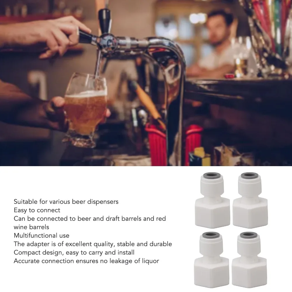 4pcs Plastic Beer Barrel Adapter Quick Connector Draft Beer Dispenser Adapter Quick Connector Tubing Fittings Commercial Bar